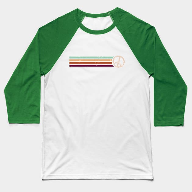 RETRO PEACE STRIPES - Clay & Sage Baseball T-Shirt by Jitterfly